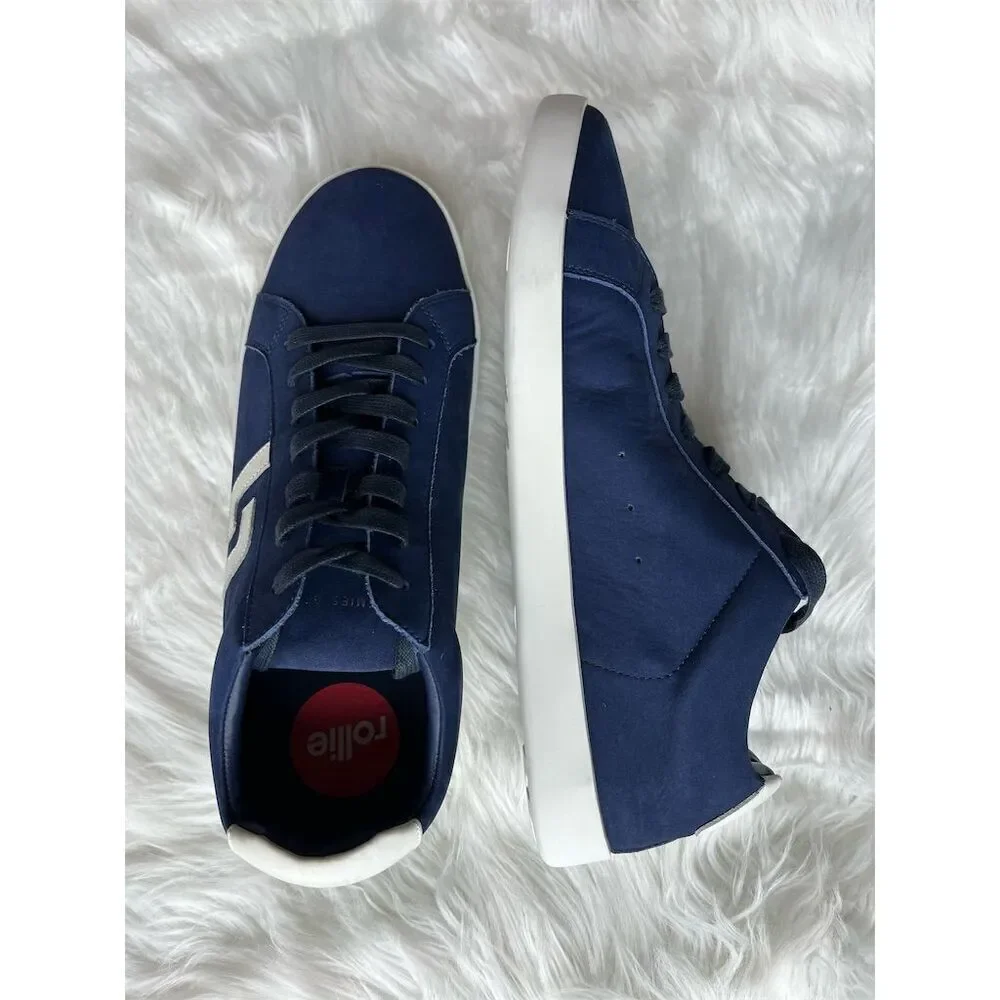 🆕 Rollie Men's Navy Prime Nubuck Sneakers Size 9 Casual Lace Up Shoes leather